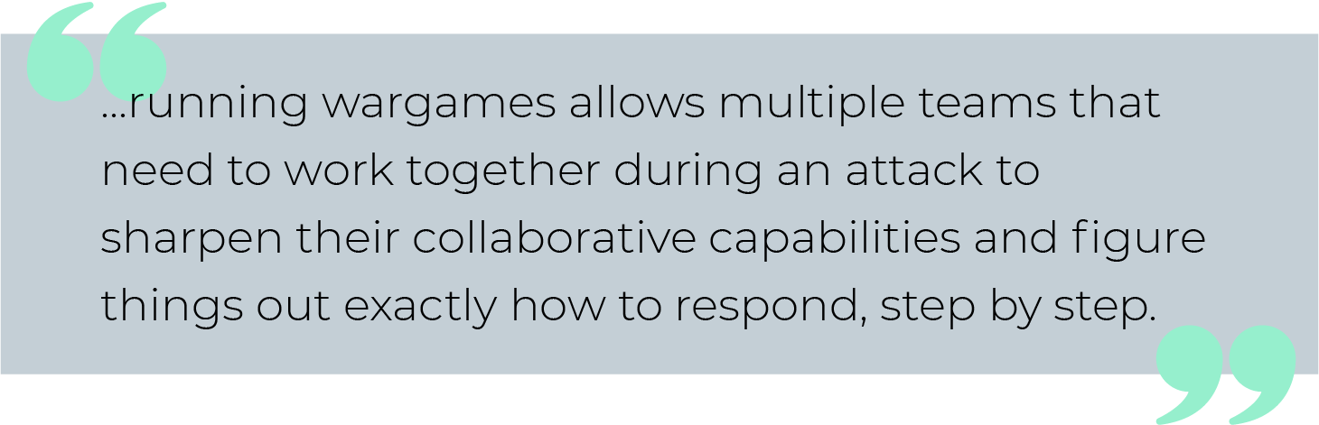 wargames sharpens the collaborative capabilities and security teams' response